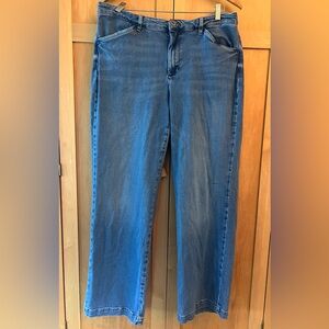 J. Jill Denim Full Leg Trousers in Medium Blue Wash 18